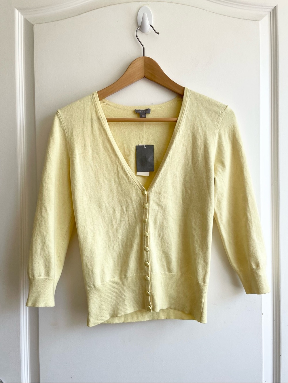 Vintage Ann Taylor Silk Cotton Cardigan Yellow XS Classic Coquette